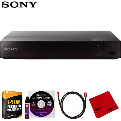 Sony BDP-S1700 Streaming Blu-ray Disc Player Bundle with Deco Gear 6FT 4K HDMI Cable, Microfiber Cleaning Cloth, Deco Essentials Laser Lens Cleaner & 1 Year CPS Enhanced Protection Pack