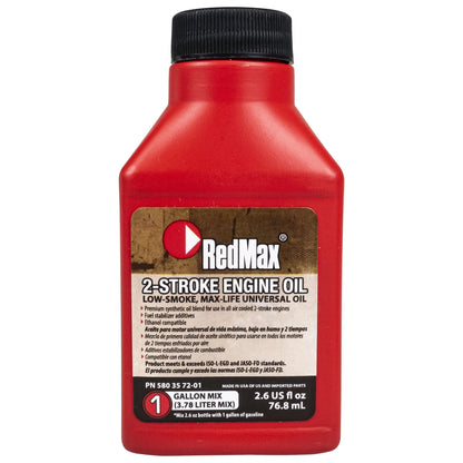 12pk 2.6oz Bottles RedMax Synthetic 2 Stroke Cycle Oil w/ Fuel Stabilizer 50:1 1gal