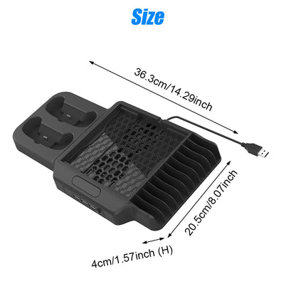 Vertical Stand Fit for Xbox Series X/S with 2 Cooling Fans, EEEkit Dual Controller Fast Charging Dock Station Fit for Xbox Series S/X with 3 USB Ports, 11 Game Disc Slots