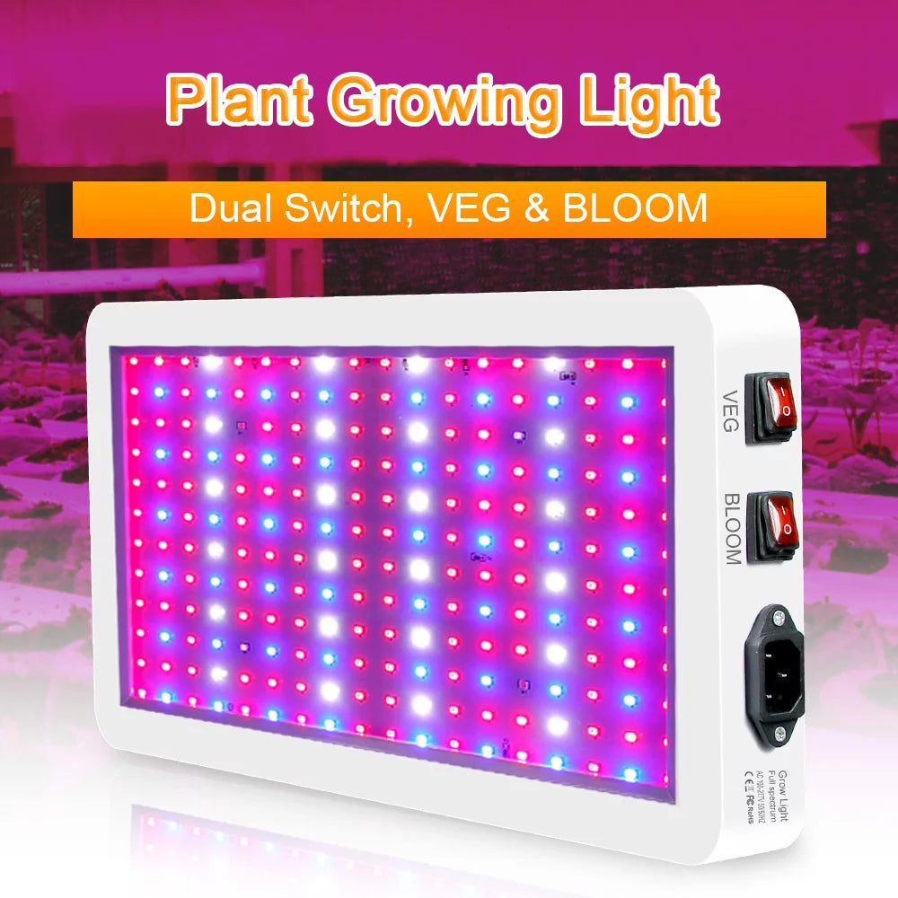 Anself 2000W Full Spectrum LED Grow Light - 312 LEDs with Veg/Bloom Dual Switch - IP65 Waterproof Indoor Plant Growing Lamp - Ideal for Seedlings, Flowers, Greenhouse Use