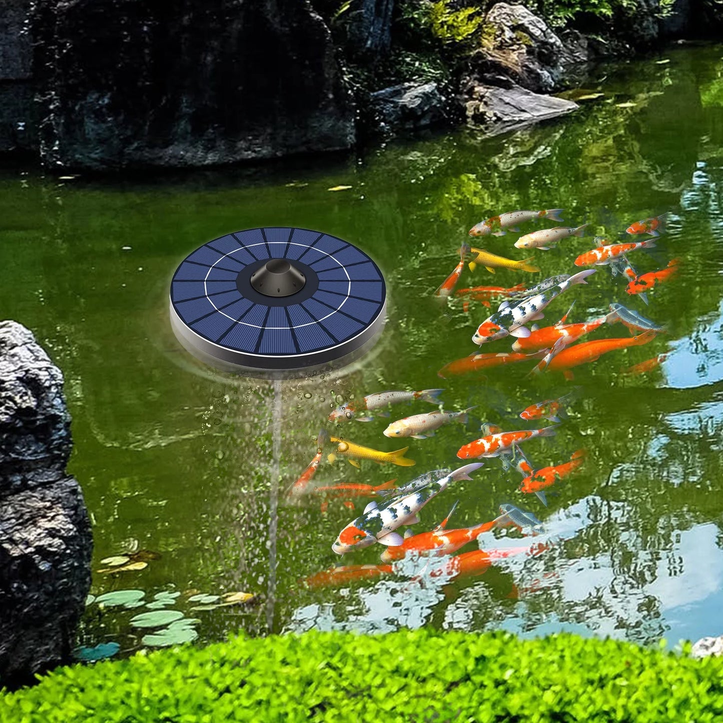 Solar Pond Aerator Pump With Air Hose and Bubble Stone Pond Aerator Fish Oxygenator for Birdbath Fountain Small Pond Circulation