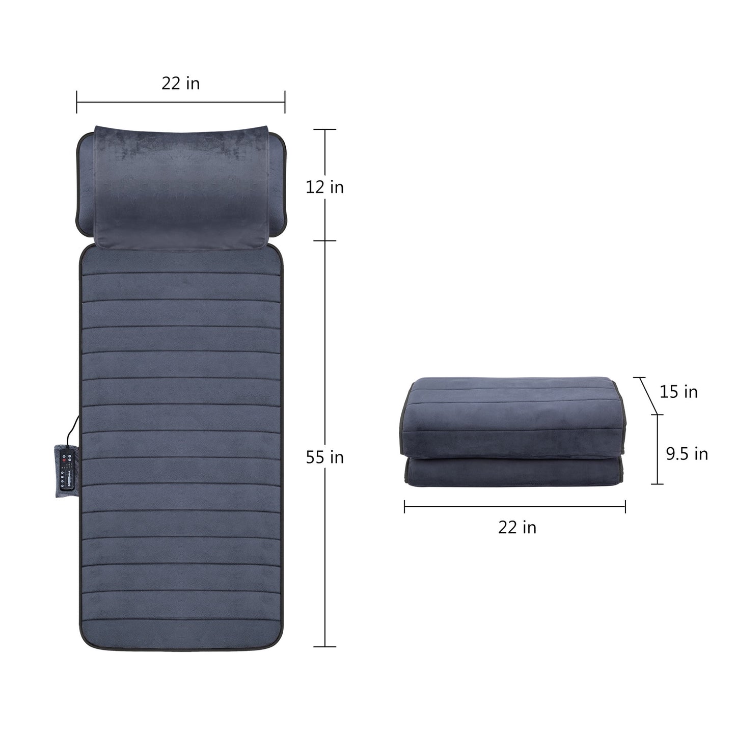 Comfier Massage Pad, Full Body Massage Mat with APP Control, Vibrating Back Massager Heating Pad for Pain Relief, Gray Black