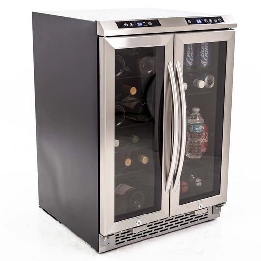 Avanti WBV19DZ 19 Bottle / 66 Can Stainless Steel Dual-Zone Wine Cooler & Beverage Center