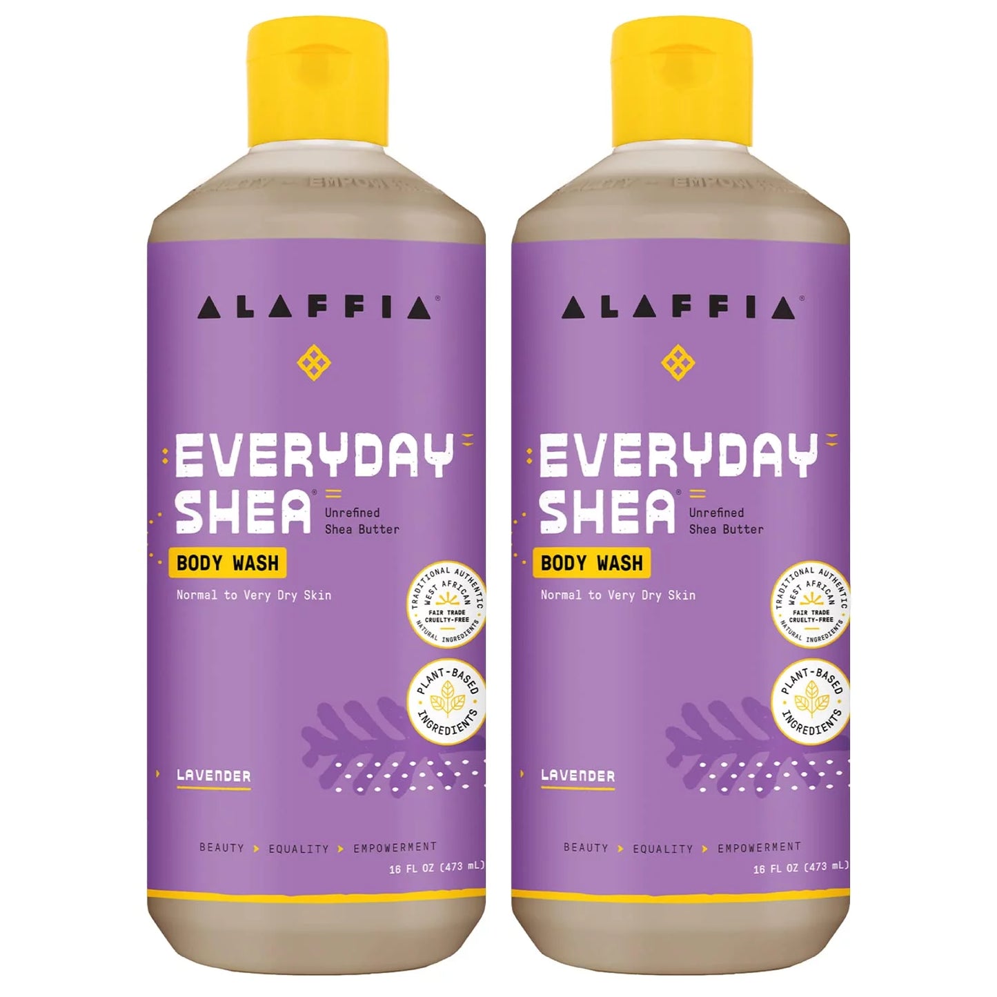 Alaffia Everyday Shea Body Wash, Naturally Helps Moisturize And Cleanse Without Stripping Natural Oils With Fair Trade Shea Butter, Neem, And Coconut Oil, Lavender, 2 Pack - 16 Fl Oz Ea.