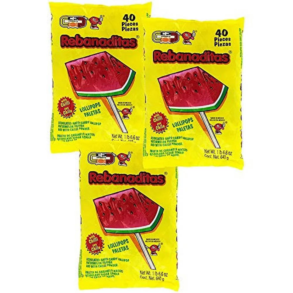 Spicy Mexican Candy Kit Including Vero Watermelon Rebanaditas Lollipops, 120 pieces