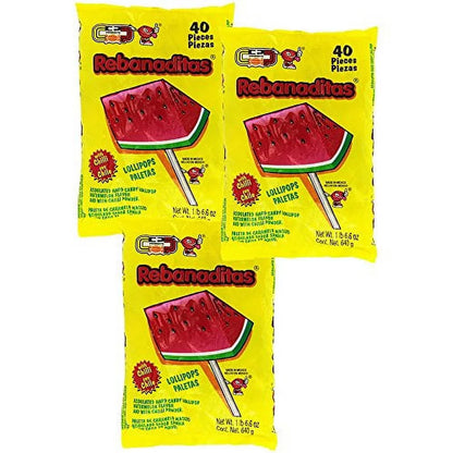 Spicy Mexican Candy Kit Including Vero Watermelon Rebanaditas Lollipops, 120 pieces