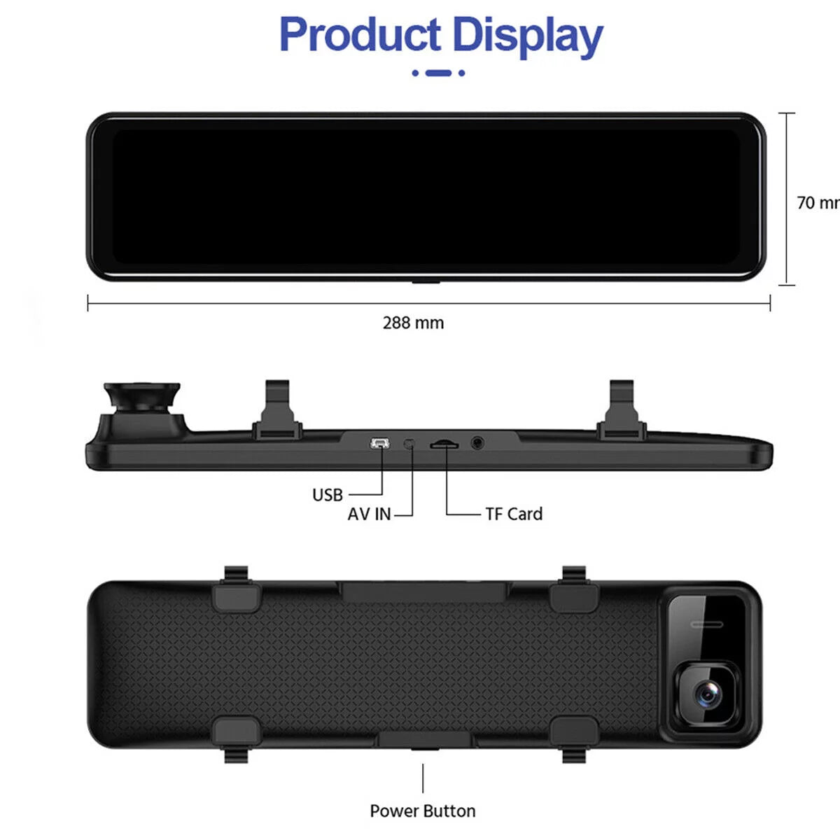 4K Mirror Dash Cam Backup Camera 12" Large Full Touch Screen Front and Rear View Camera HD Waterproof Backup Car Camera 170° Wide Angle, Starlight Night Vision, Parking Monitor