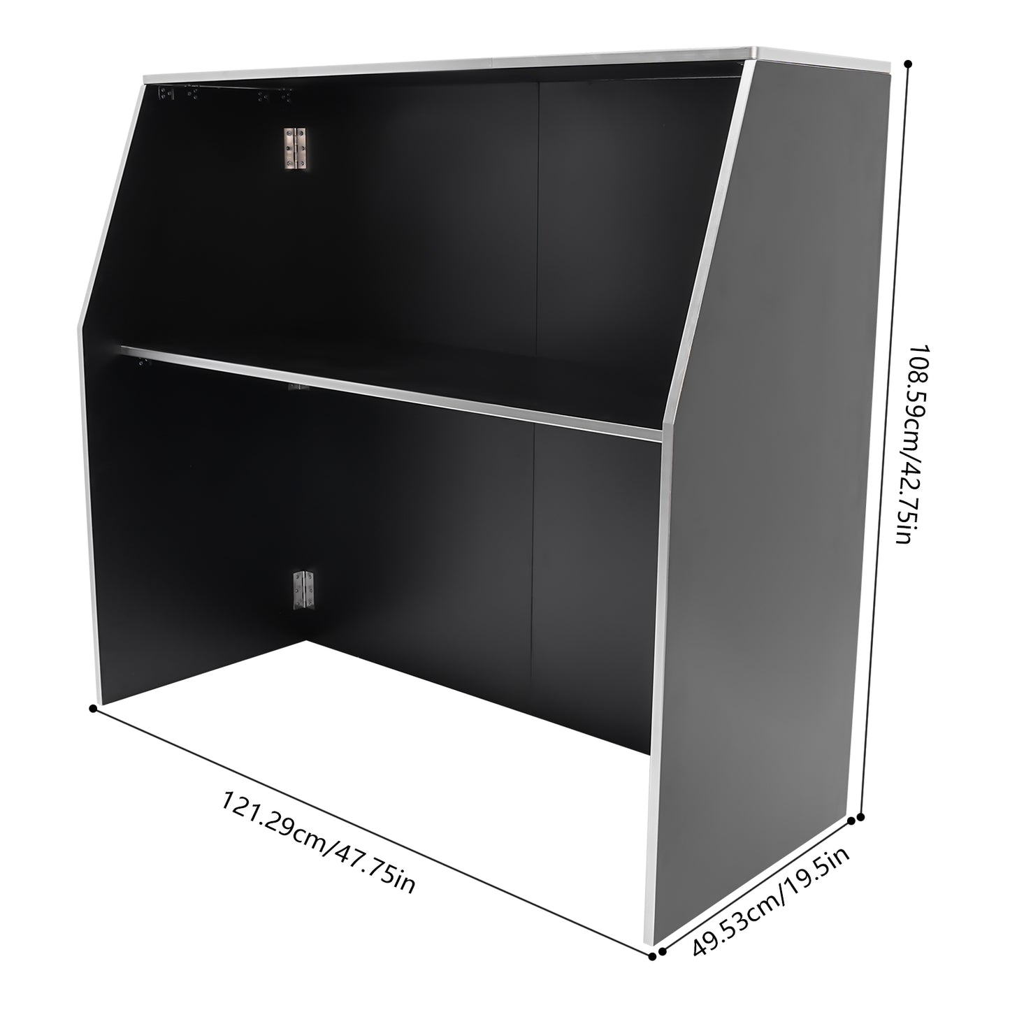 TOOL1SHOoo Portable Foldable Event bar Cabinet 19.5x47.75x42.75in Black with Aluminum Edging