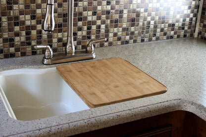 Camco 43437 - Bamboo Brown Rectangular Kitchen Sink Cover with Legs (15"L x 13"W)