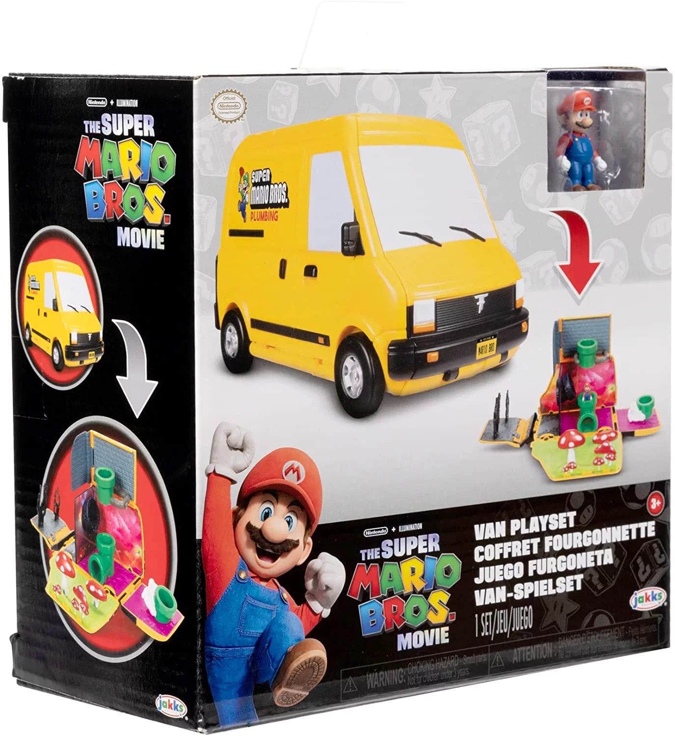 Super Mario Bros. Movie Yellow Van Playset Opens to Reveal Movie Moment with 1.25 inch Action Figure Children 3 to 8