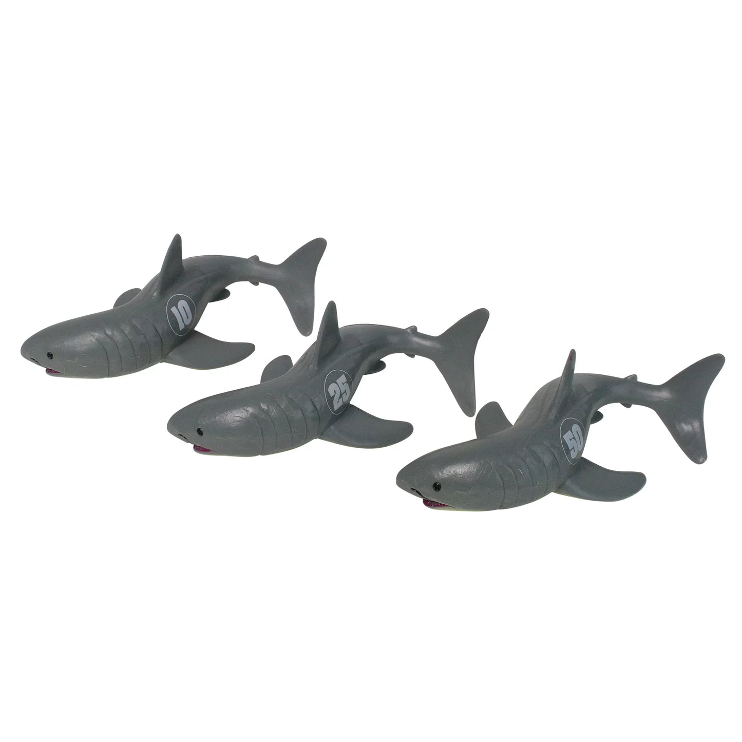 Set of 3 Gray and White Shark Frenzy Swimming Pool Dive Toys - 7"