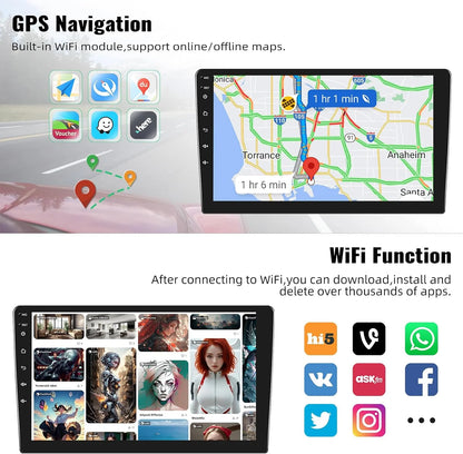 1+32G Android 13 Single Din Car Stereo, 10.1 Inch Car Radio with Bluetooth Handsfree,Wireless Carplay Wireless Android Auto,Navi,WiFi,Bluetooth,FM/RDS+ Rear Camera Microphone