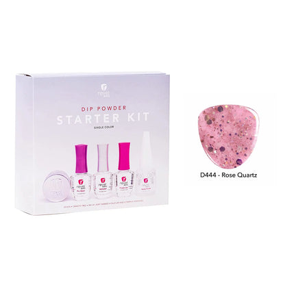 Revel Nail Dip Powder Starter Kit D444 Rose Quartz 0.5 oz Powder with EZ Liquids