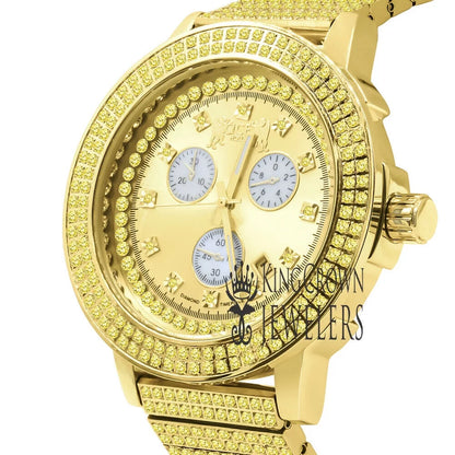 Canary Gold Tone Jojo Jojino Joe Rodeo Solid Stainless Steel 54mm Real Diamond Dial Mens Watch