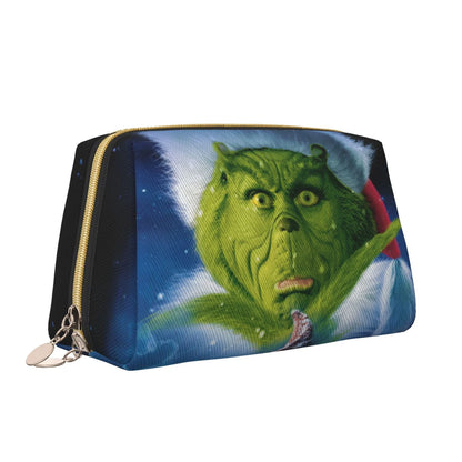 The Grinch Christmas Cosmetic Bag Makeup Organizer Leather Portable Pouch Gift Travel Toiletry Bag Storage Purse