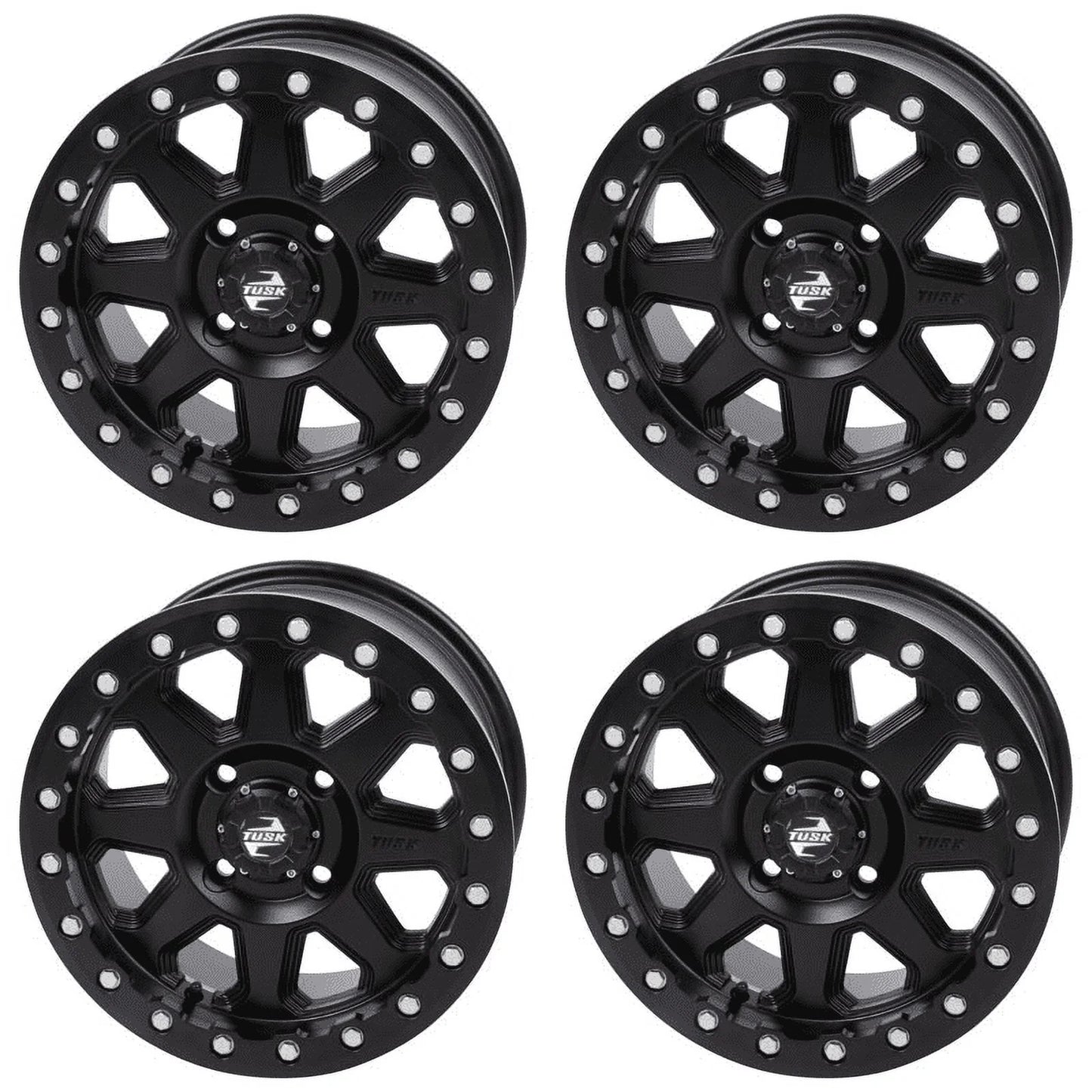 (4 Pack) 4/137 Tusk Uinta Beadlock Wheel 15X7 4.0 + 3.0 Matte Black For Can-Am Defender Hd10 Pro Xt 2020-2023