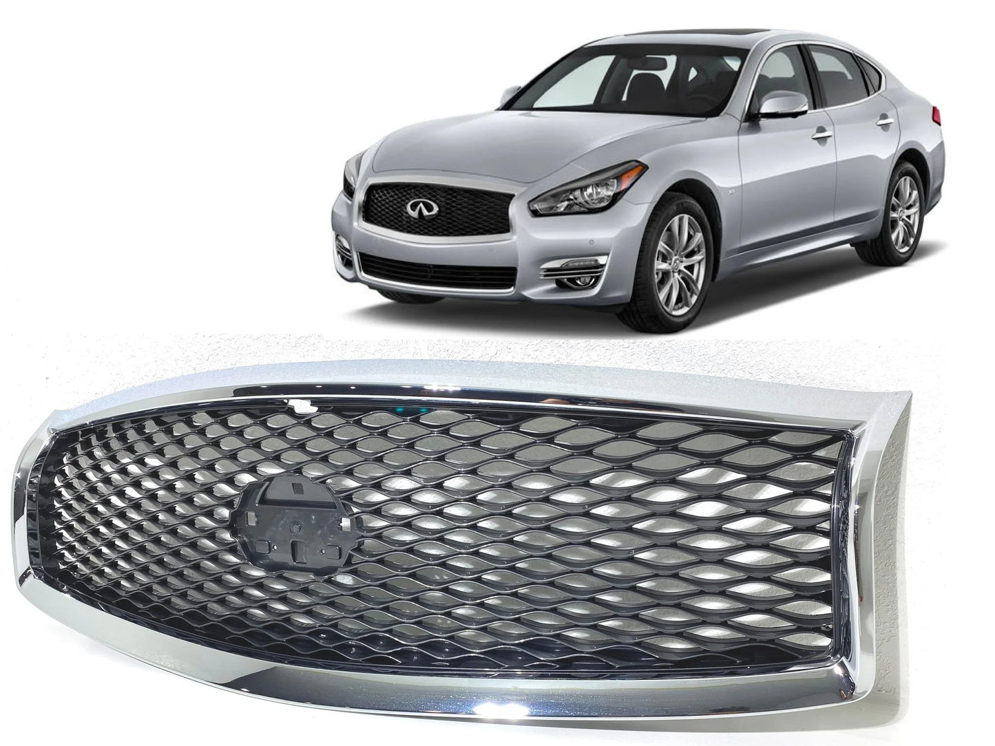 2015 2016 2017 2018 2019 Compatible With Infiniti Q70 Q70L Front Bumper Grille With Camera Option