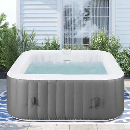 73''Inflatable Hot Tub, Outdoor Hot Tub for 6 Person Indoor Home Spa with Hidden Machine, 130 Massage Jets, Lockable Cover, Storage Bag, Mat, Max 104℉, 910L Capacity