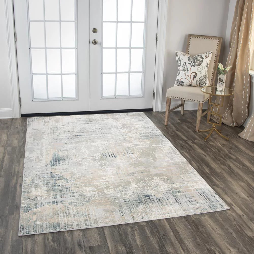 Alora Decor Glamour 7'10"x9'10" Ivory / Gray /Ivory / Gray Power-Loomed Area Rug