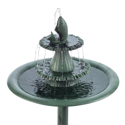 Alpine Corporation Plastic 3-Tier Pedestal Fountain Bird Bath, Green