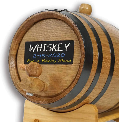 American Oak Barrel (2 Liter) With Chalkboard Front - Charred Mini Keg For Aging cktails, Bourbon, Stch, Whiskey, Gin, Hot Sauce - Home Bar Der By .