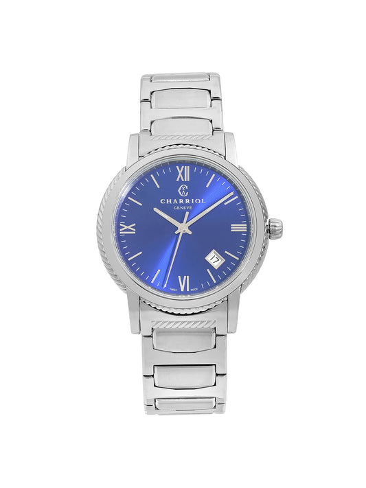 Charriol Parisii 40mm Stainless Steel Blue Dial Mens Quartz Watch P40S2.930.002