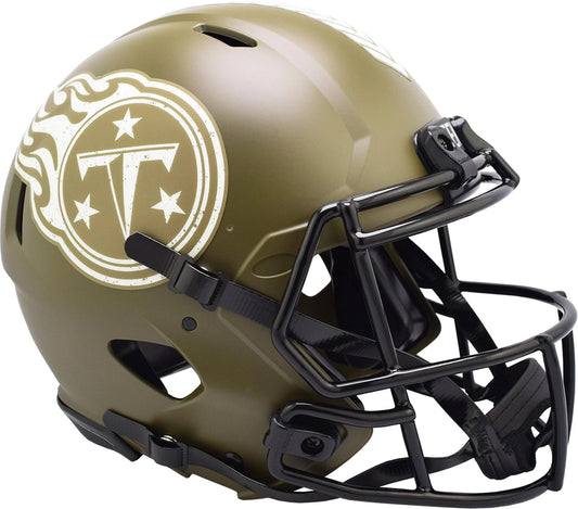 Riddell Tennessee Titans 2022 Salute to Service Speed Authentic Helmet, Olive Green - Full Size