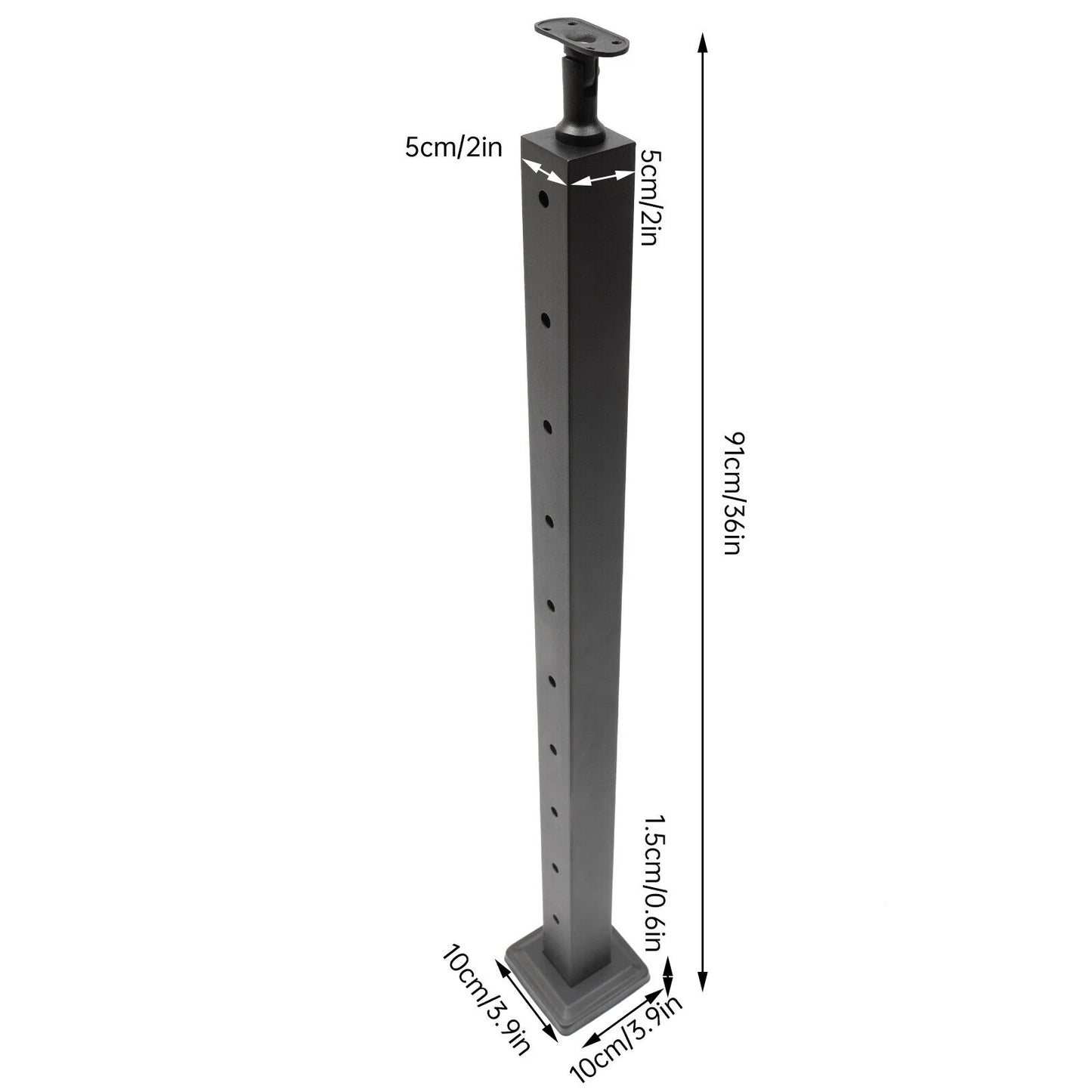 Cable Railing Post Stainless Steel Square Fence Post Level Two Sides Pre-Drilled for Wood Concrete Level Deck Cable Railing System 36''x2''x2''