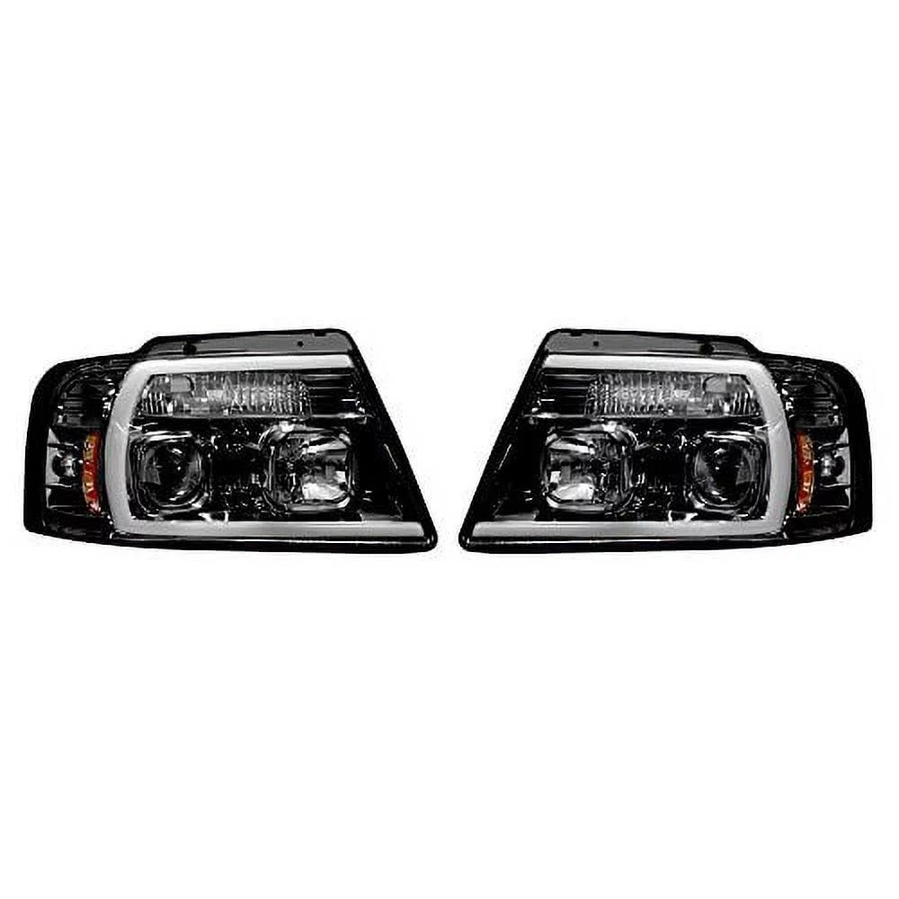 Recon Smoked Black Projector Headlights Kit For 04-08 Ford F150 (264198BKC)