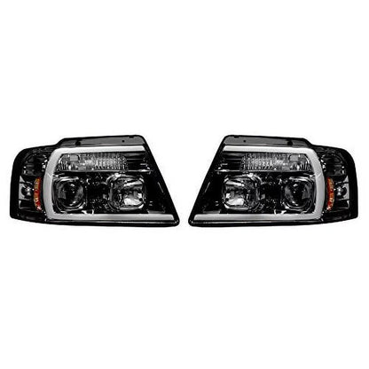 Recon Smoked Black Projector Headlights Kit For 04-08 Ford F150 (264198BKC)