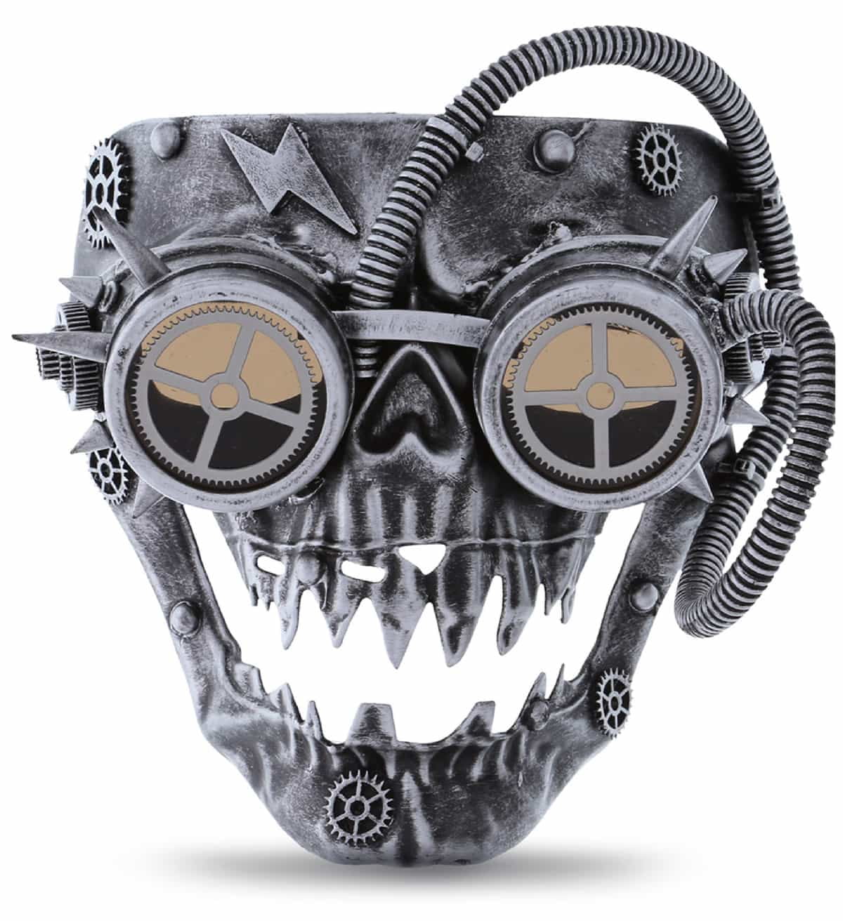 Attitude Studio Steampunk Wired Skeleton Full Face Mask Goggles Costume - Silver