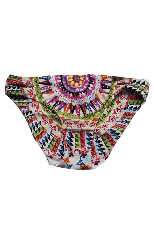 Bar Iii Pink Multi Cartwheels Printed Reversible Cutout Bikini Bottom L