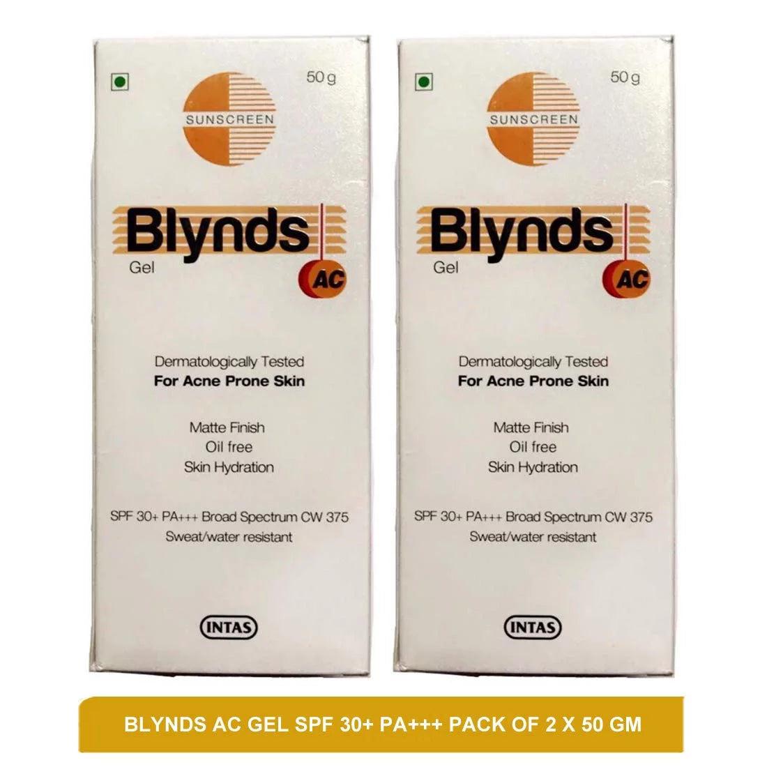 Blynds Ac Gel - Water Resistant & Sweat Resistant Sunscreen(Pack Of 2)50G