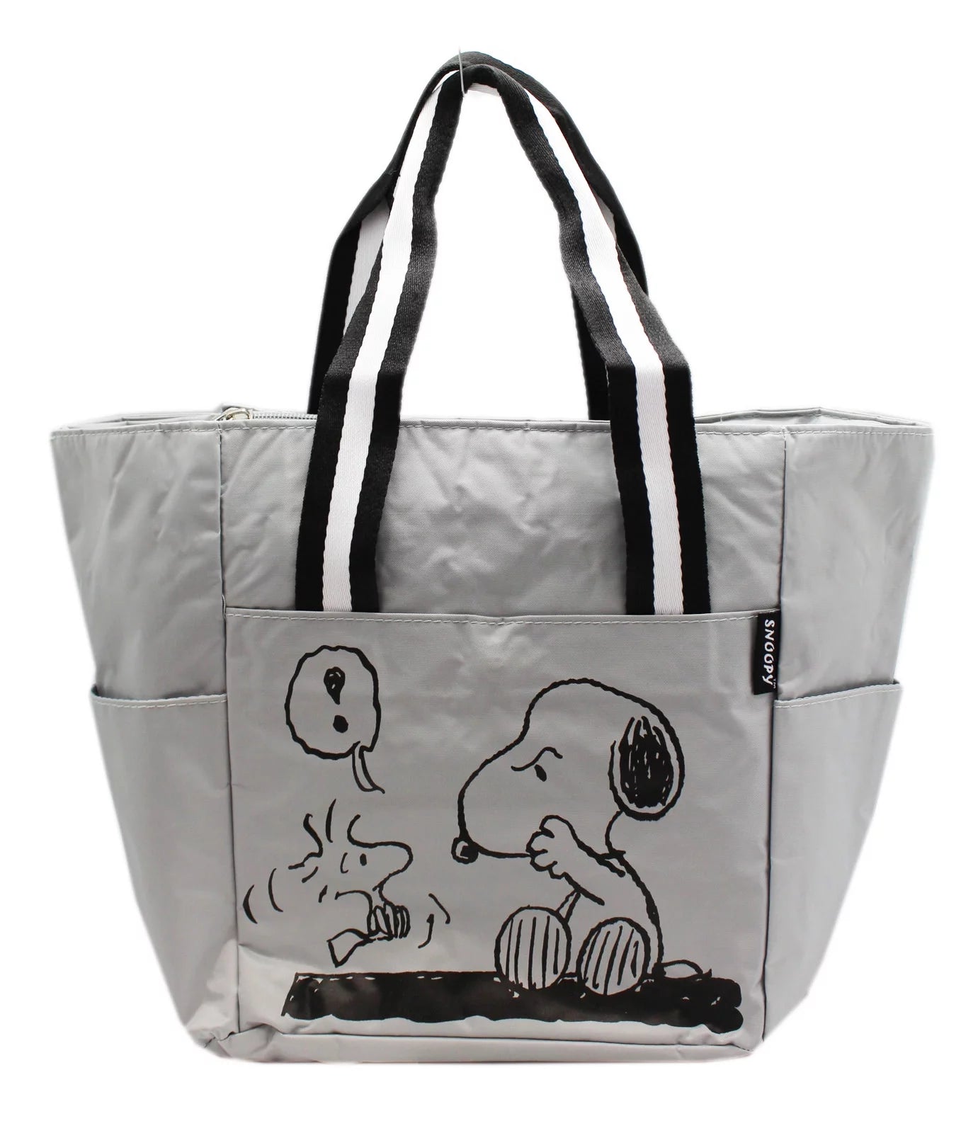 Snoopy Mad at Woodstock Light Gray Medium Size Tote Bag