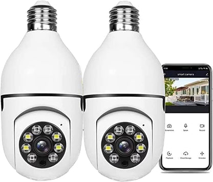 SPBPQY Light Bulb Camera, 2 Pack Security Camera 1080p, 360 Surveillance Camera (2.4GHz WiFi)