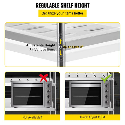 BENTISM Garage Shelf Heavy Duty Shelving 4-Tier 59.1x17.7x61in Stainless Steel