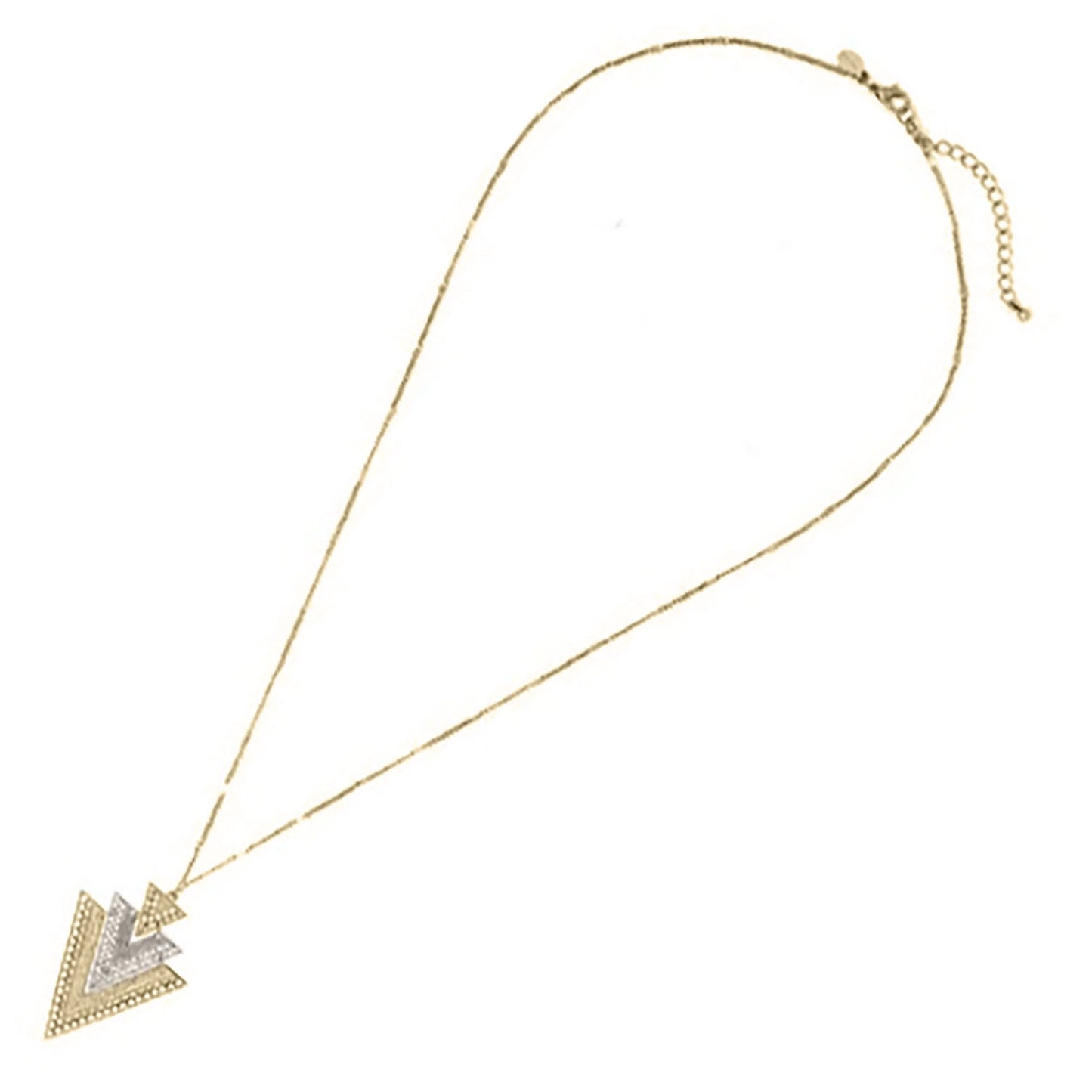 Blue Box Boutique Inc Mixed Metal Two Tone Layered Triangle Pendant Necklace for Women, Teens