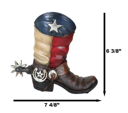 Rustic Western Patriotic Texas State Flag Cowboy Boot Money Coin Piggy Bank