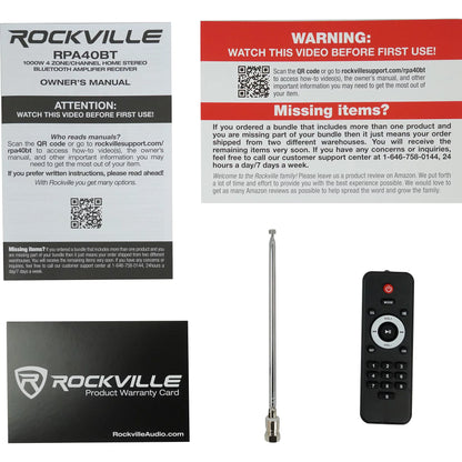 Rockville RPA40BT 4-Room Home Audio Kit Receiver+(8) 8" Black Ceiling Speakers