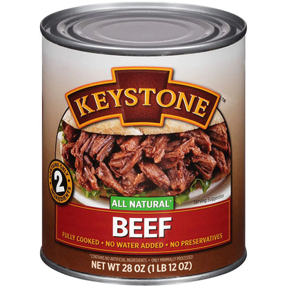 (12 Cans Pack) Keystone Meats All Natural Canned Beef 28 Ounce ✅ Emergency Long Shelf Life Camping Food ✅