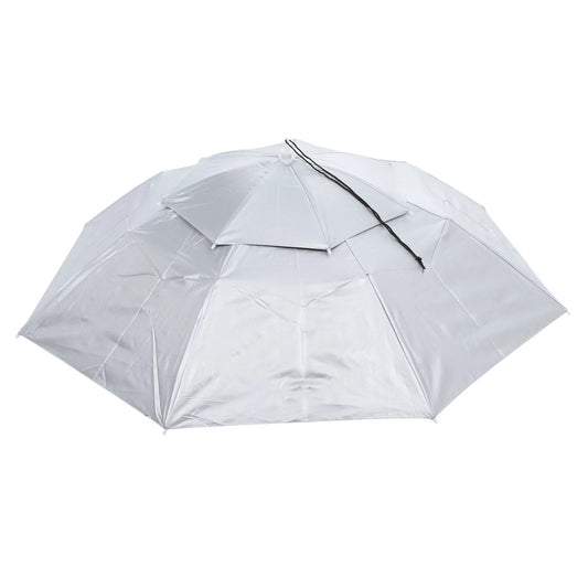 Uxcell OD 37.4" Umbrella Hat, Oxford Fabric Folding Double Layer Sun Rain Cap with Head Strip, Silver