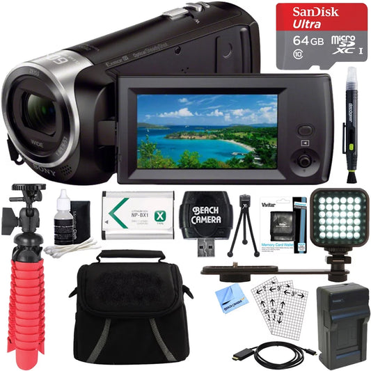 Sony HDR-CX405/B Full HD 60p Camcorder + 64GB Ultra MicroSDXC UHS-I Memory Card + NP-BX1 Battery Pack + Accessory Bundle