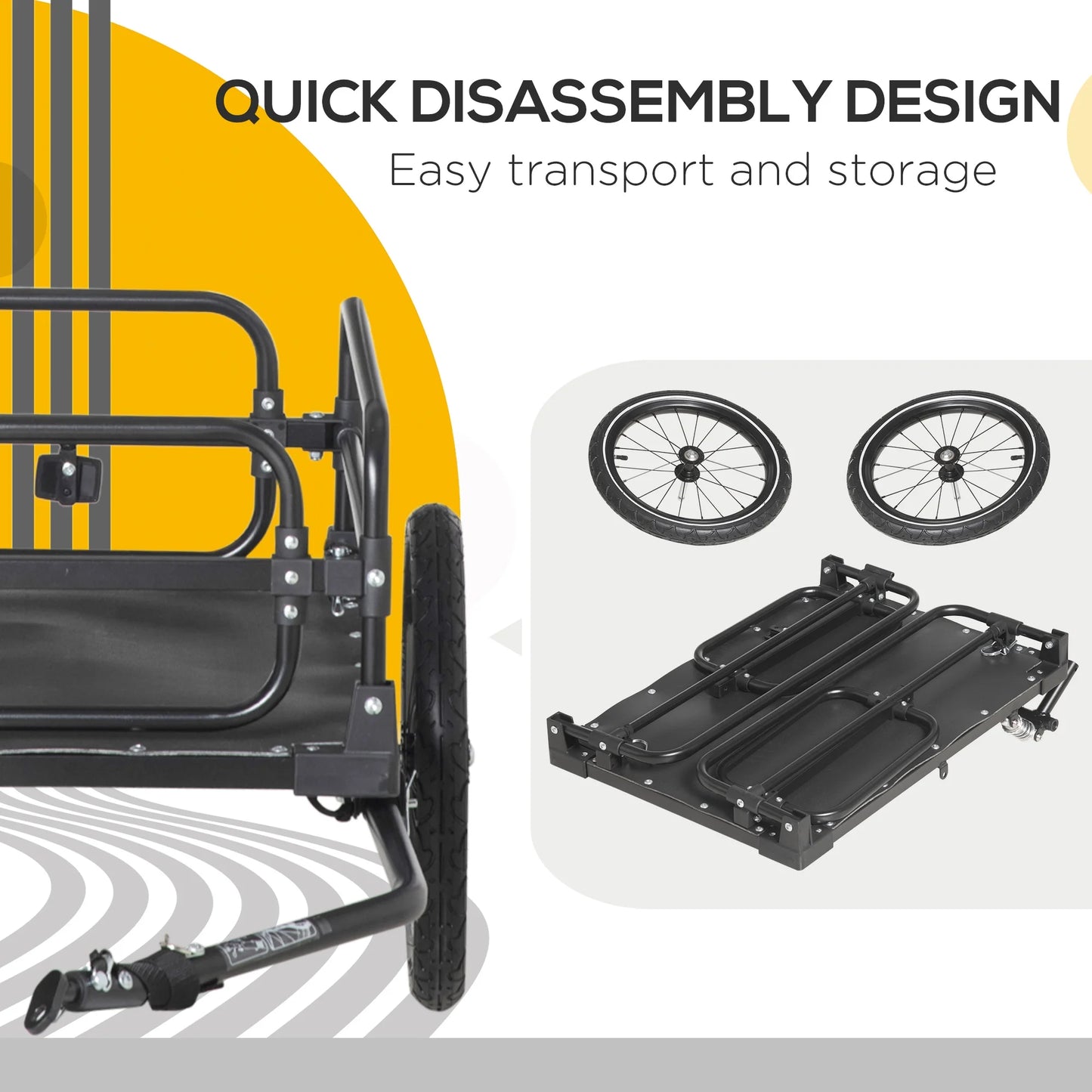 Aosom Bicycle Cargo Trailer Bicycle Wagon Bicycle Trailer with Suspension, Triple Safety Features, 16'' Tires, 88 lbs Max Load