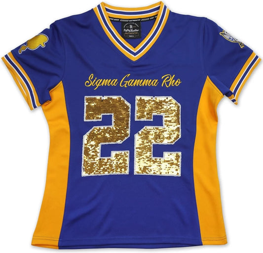 Big Boy Sigma Gamma Rho Sequins Divine 9 S12 Ladies Football Jersey [Royal Blue - S]