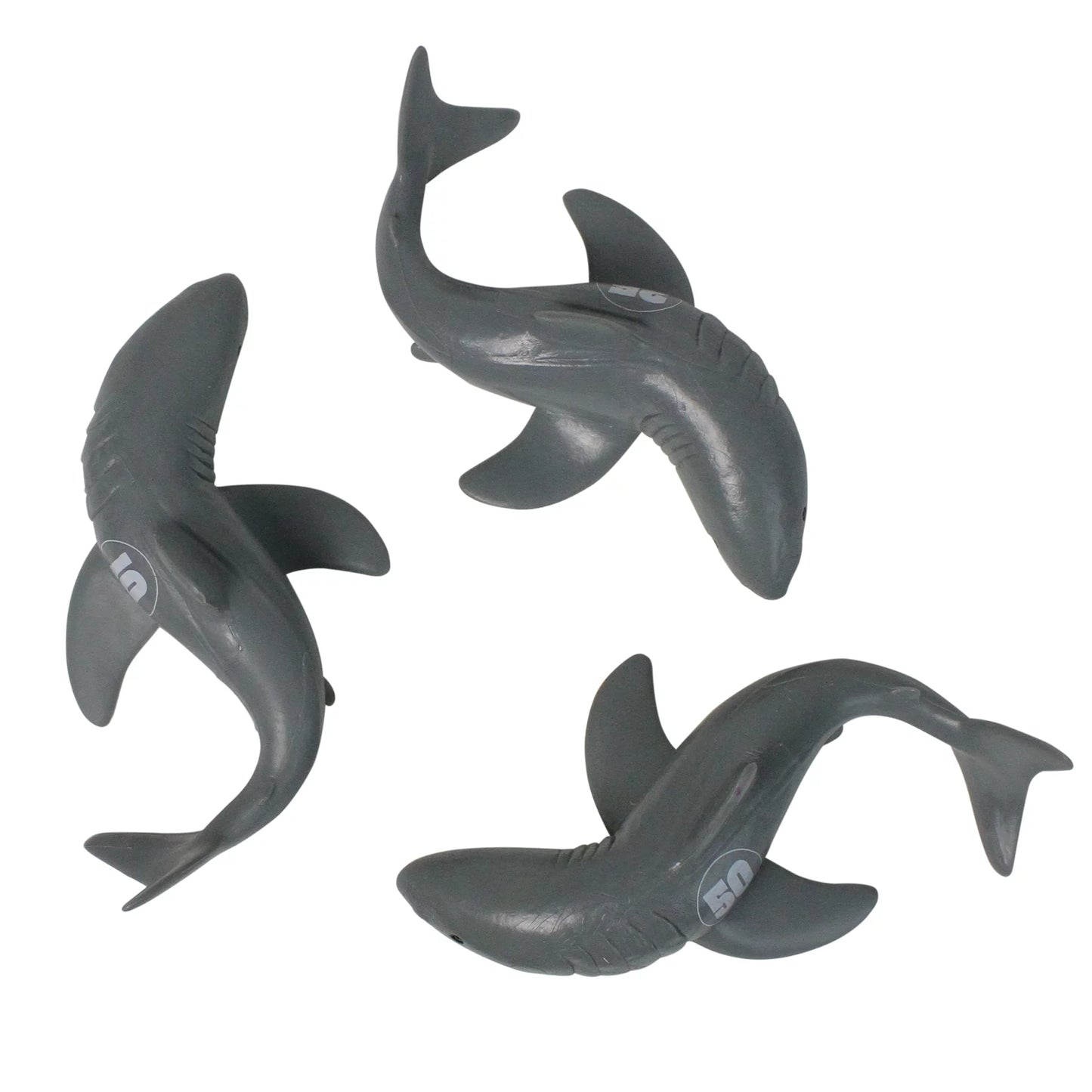 Set of 3 Gray and White Shark Frenzy Swimming Pool Dive Toys - 7"