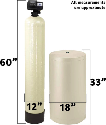 AFWFilters 2 cubic Foot 64k Whole Home Iron Pro Water Softener with Fine Mesh Resin, 3/4" Stainless Steel FNPT Connection, and Almond Tanks