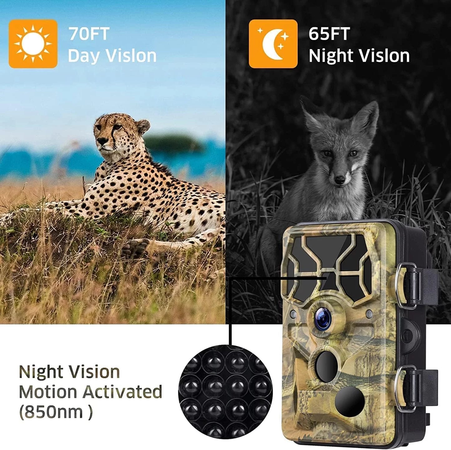 TOGUARD Trail Camera with SD Card WiFi Bluetooth 20MP 1296P Game Camera with 3PIR Night Vision Waterproof IP66 Motion Detection 120° Wide Angle Trail Cam for Hunting Wildlife Monitoring