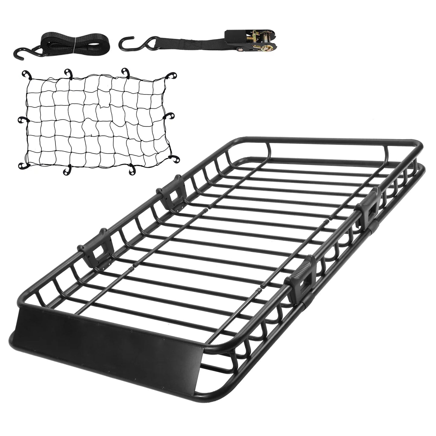 63x39x6.3in Roof Basket, iMounTEK 220LBS Heavy Duty Roof Rack Cargo Basket, Universal Rooftop Cargo Carrier with Hook Strap Elastic Net