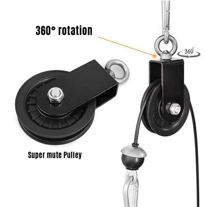 Tomfoto Pulley Cable Machine Attachment System with Upgraded Loading Pin Super-Silent Detachable 360 Degree Rotation Pulley Fitness Arm Biceps Triceps Strength Training Home Gym Workout Equipment