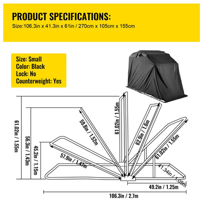 BENTISM Heavy Duty Motorcycle Cover Storage Sheds Garage All Season Outdoor Protection,600D Oxford Durable and Tear Proof Waterproof with Lock-Holes & Storage Bag,Fits up to 106"